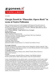 Giorgio Pasotti in “Pinocchio. Opera Rock” in scena al Teatro