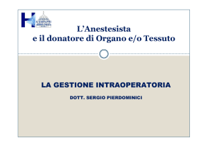 Gestione intraoperatoria donatore organi