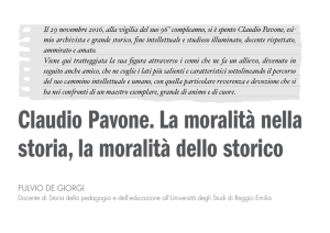 Claudio Pavone. La moralità nella storia, la
