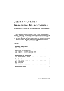 Capitolo 7: Codifica e Trasmissione dell`Informazione - Isa-Cnr