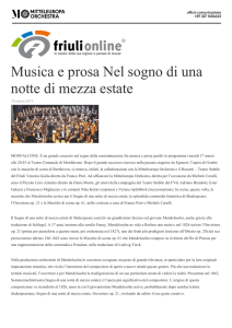 15 marzo 2017 Friuli Online Musica e prosa nel “Sogno di una notte