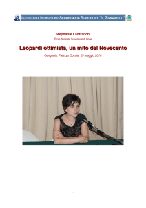 Stéphanie Lanfranchi: «Leopardi Ottimista: un mito del Novecento