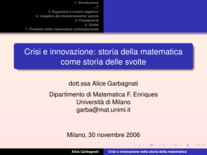 Crisi e innovazione: storia della matematica come storia delle svolte