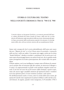 Storia e cultura del Teatro nella società cremasca tra il ` 700 e il `900