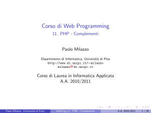 Corso di Web Programming - 11. PHP - Complementi