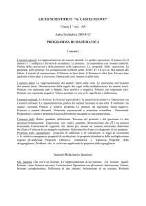 Programma 1AS - Liceo Scientifico Guido Castelnuovo