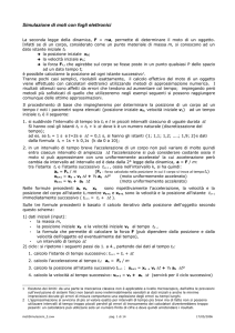 Simulazione di moti con fogli elettronici