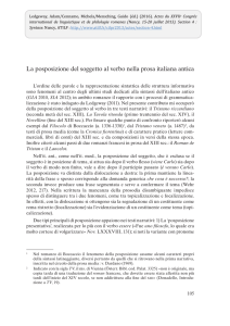 La posposizione del soggetto al verbo nella prosa italiana antica