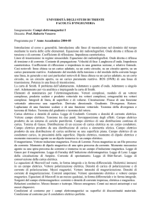 Campi elettromagnetici I Docente: Prof. Roberto Vescovo