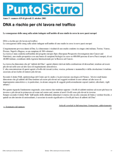 Stampa - DNA a rischio per chi lavora nel traffico