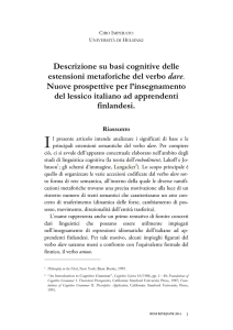 Descrizione su basi cognitive delle estensioni metaforiche del verbo