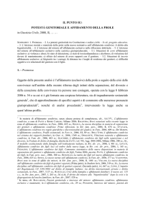 IL PUNTO SU: POTESTÁ GENITORIALE E AFFIDAMENTO DELLA