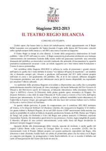 Stagione 2012-2013 IL TEATRO REGIO RILANCIA