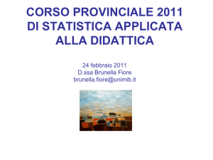 CORSO PROVINCIALE 2011 DI STATISTICA APPLICATA ALLA