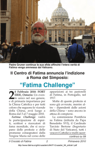 Il Centro di Fatima annuncia l`indizione a Roma del Simposio