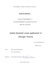 Cellule Staminali: nuove applicazioni in Chirurgia Toracica