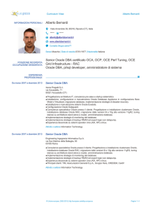 Alberto Bernardi Senior Oracle DBA certificato OCA, OCP, OCE Perf