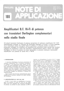 Amplificatori B.F. Hi-Fi di potenza con transistor Darlington