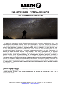 Programma Cile astronomico - Partenza 12 Gennaio