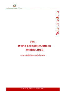 World Economic Outlook FMI ottobre 2016