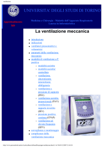 UNIVERSITA` DEGLI STUDI DI TORINO La ventilazione meccanica