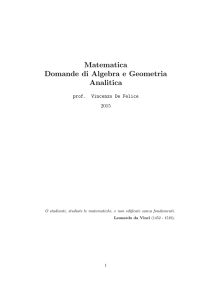 Matematica Domande di Algebra e Geometria Analitica