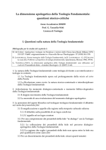 La dimensione apologetica della Teologia Fondamentale