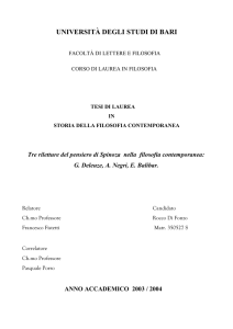 Tre riletture del pensiero di Spinoza nella filosofia contemporanea