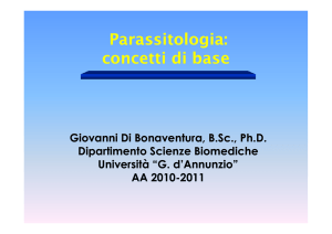 introduzione alla parassitologia - Scuola di Medicina e Scienze