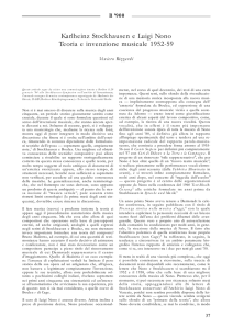 K. Stockhausen e L. Nono. Teoria e invenzione musicale 1952-59
