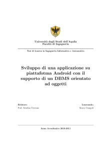 Sviluppo di una applicazione su piattafotma Android con il supporto