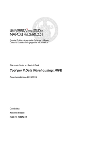 Tool per il Data Warehousing: HIVE