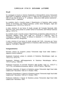 CURRICULUM VITAE DI GIOVANNI LATORRE Studi Insegnamento