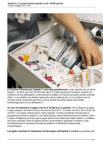 Epatite C, in Toscana farmaco gratuito a tutti i 26.000 pazienti