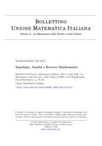 Topologia, Analisi e Reverse Mathematics