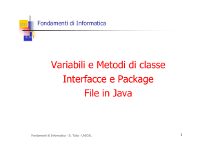 Variabili e metodi di classe, File in Java