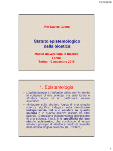 Pier Davide Guenzi Statuto epistemologico della