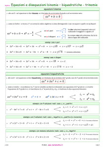 algebra Equazioni e disequazioni binomie – biquadratiche