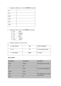 1. Completa la tabella con il verbo ESSERE al