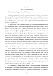 1 Lezione II Che cos`è la filosofia morale? Parole chiave: pratica