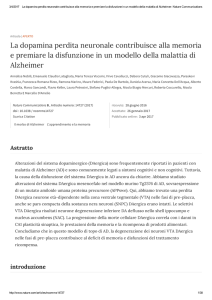 La dopamina perdita neuronale contribuisce alla memoria e