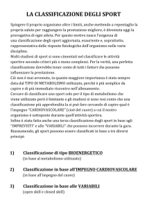 La Classificazione degli Sport - Istituto Paritario Michelangelo