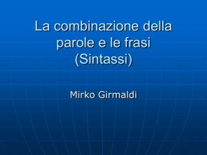 testa della frase - Dipartimento di Filologia, Linguistica e Letteratura