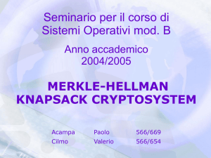 Merkle-Hellman KNAPSACK CRYPTOSYSTEM