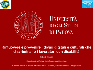 Diapositiva 1 - Centro di Ateneo di Servizi e Ricerca per la Disabilità