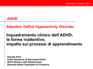 Inquadramento clinico dell`ADHD, le forme inattentive