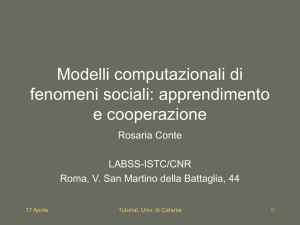 apprendimento e cooperazione - Laboratory of Agent Based Social