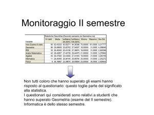 Monitoraggio I semestre - Corso di Laurea in Matematica