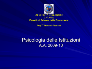 Psicologia delle Istituzioni - Facoltà di Scienze della Formazione