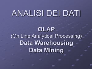 ANALISI DEI DATI OLAP (On Line Analytical Processing) Data
